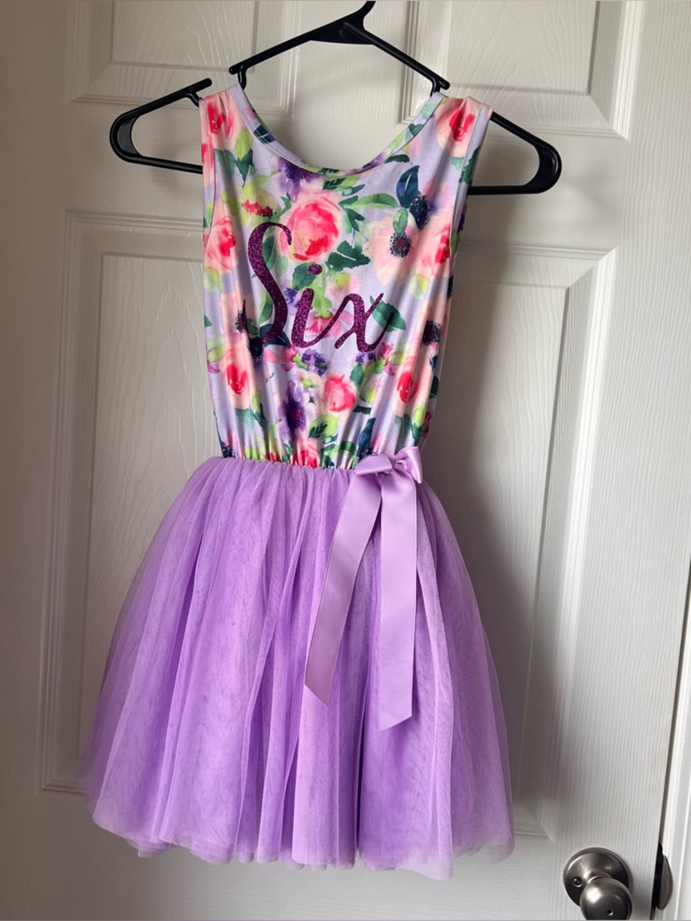 Lilac Tulle Floral Six Birthday Dress